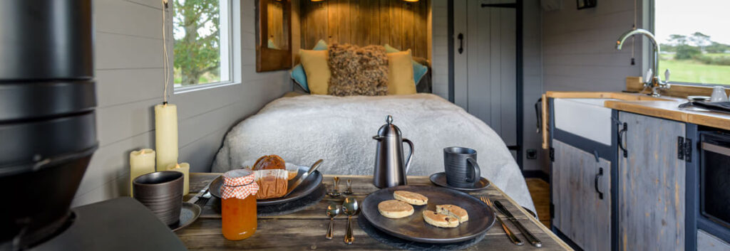 Table set for breakfast | Luxury shepherd hut glamping | dog friendly | North Wales | Snowdonia