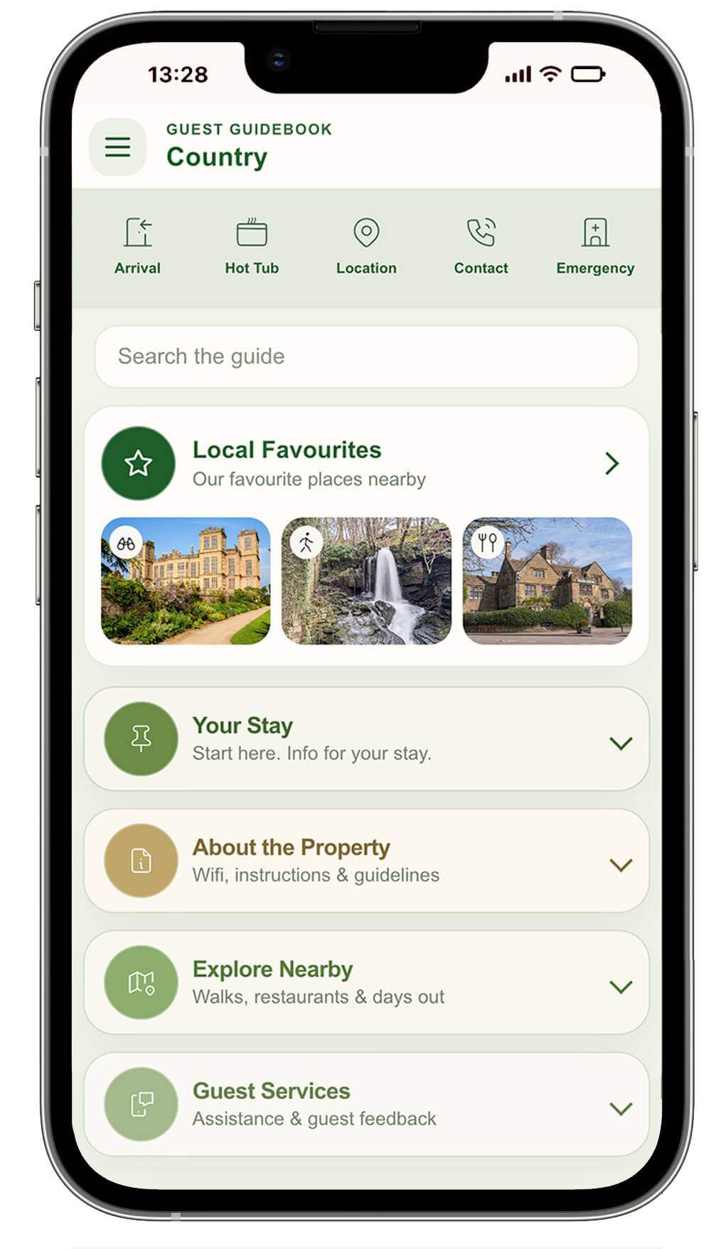 HostyGuides digital guest guidebook shown on a phone